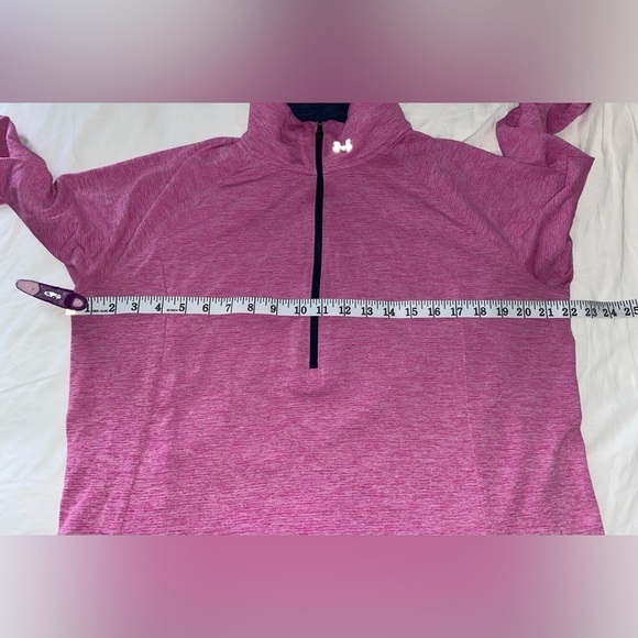 Women’s UNDER ARMOUR heather pink thumb hole half zip Top size XL - Picture 2 of 8